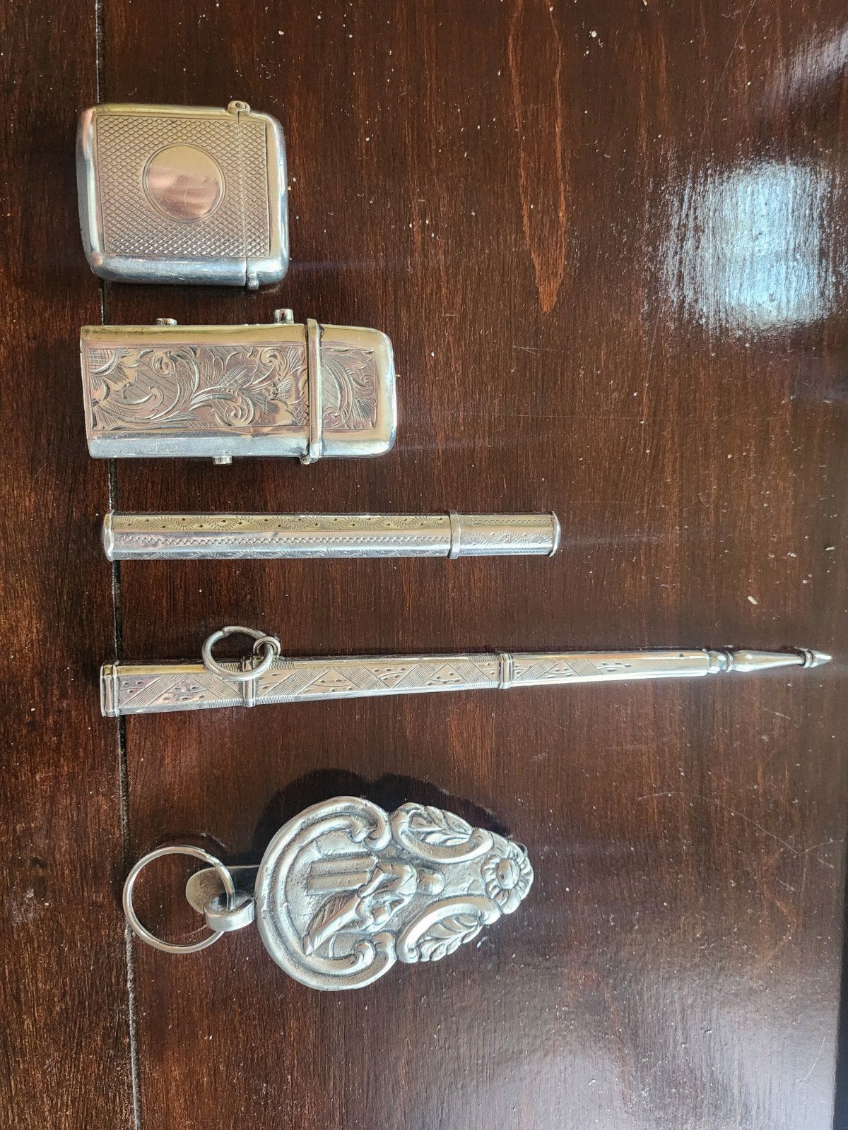 Antieke Zilveren Naaldenkoker en Lucifersdoosje, Antiek en Kunst, Ophalen of Verzenden, Zilver
