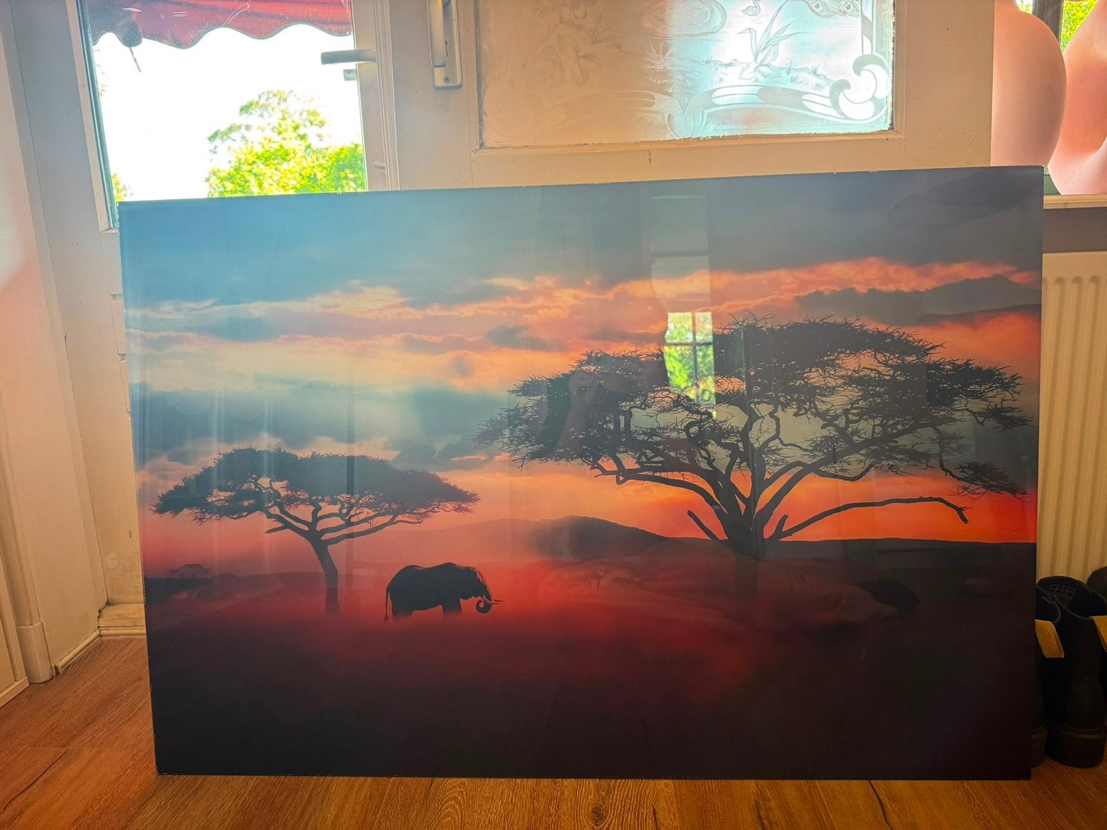 Prachtige Afrikaanse Natuur Foto - Olifant bij Zonsondergang, Ophalen, Zo goed als nieuw, 100 tot 125 cm, Foto of Poster
