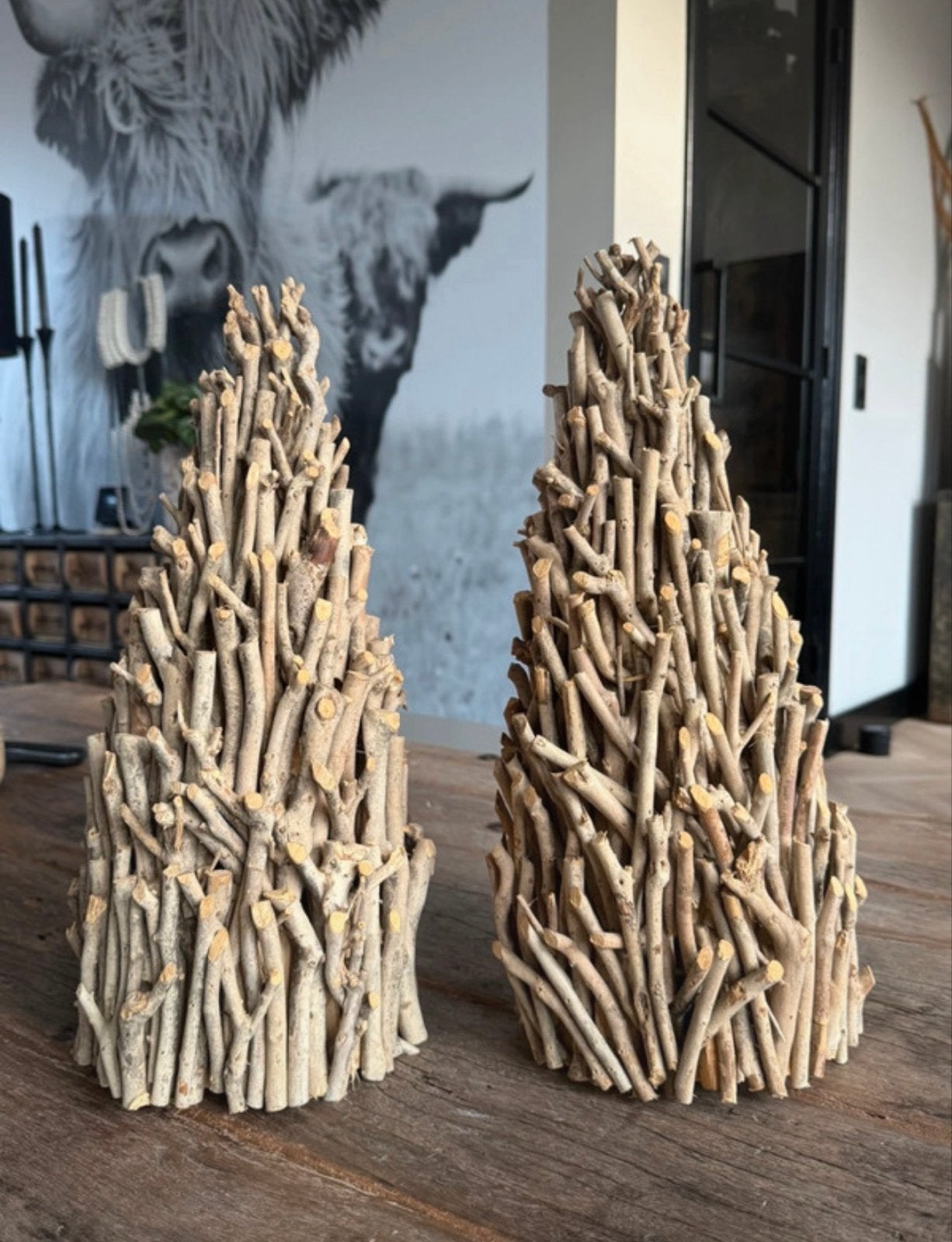 Decoratieve houten boompjes - Set van 2, Hout, Ophalen of Verzenden, Bruin, Landelijk