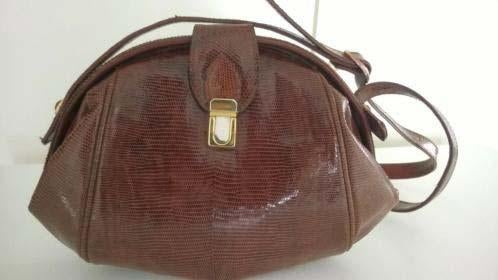 Vintage slangenleren slangenleer slangen leer schouder tas, Ophalen of Verzenden, Nieuw, Bruin, Schoudertasje