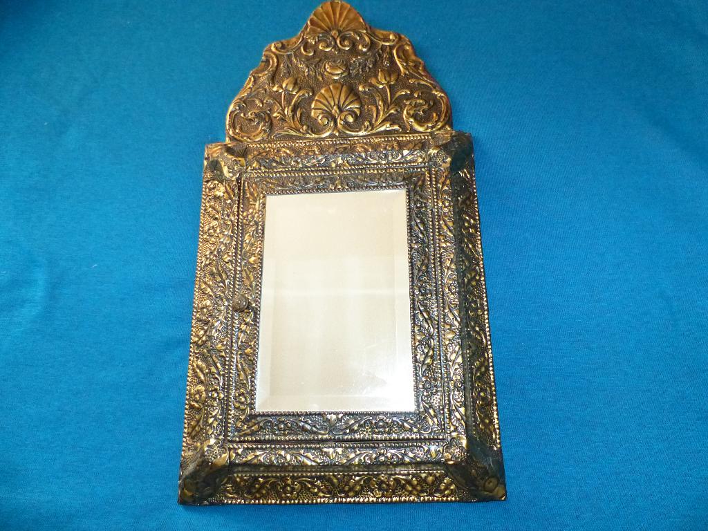 Prachtige Antieke Spiegel Hangkast met 2 Borstels - Koper, Antiek en Kunst, Ophalen, Rechthoekig, Minder dan 50 cm, Minder dan 100 cm