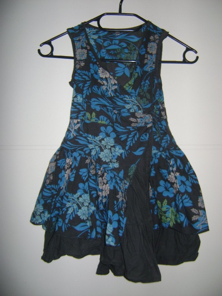 Zomerjurk overslagmodel grijs blauw groen - maat 98, Gebruikt, C&A, Meisje, Ophalen of Verzenden
