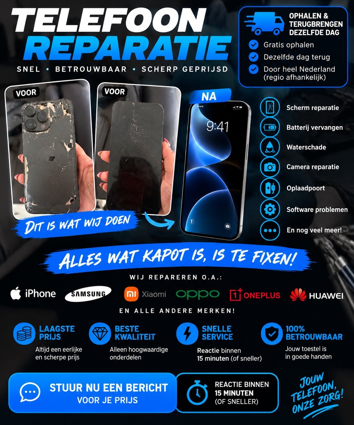 Telefoonreperaties, Ophalen of Verzenden