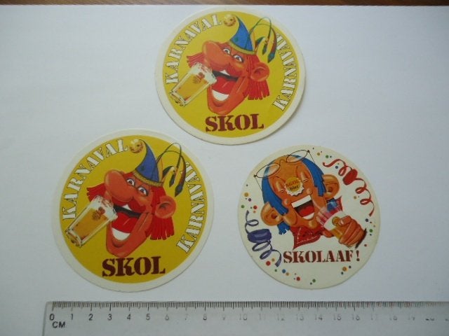 sticker oud SKOL bier drank strip carnaval vintage karnaval, Verzenden, Zo goed als nieuw, Bedrijf of Vereniging