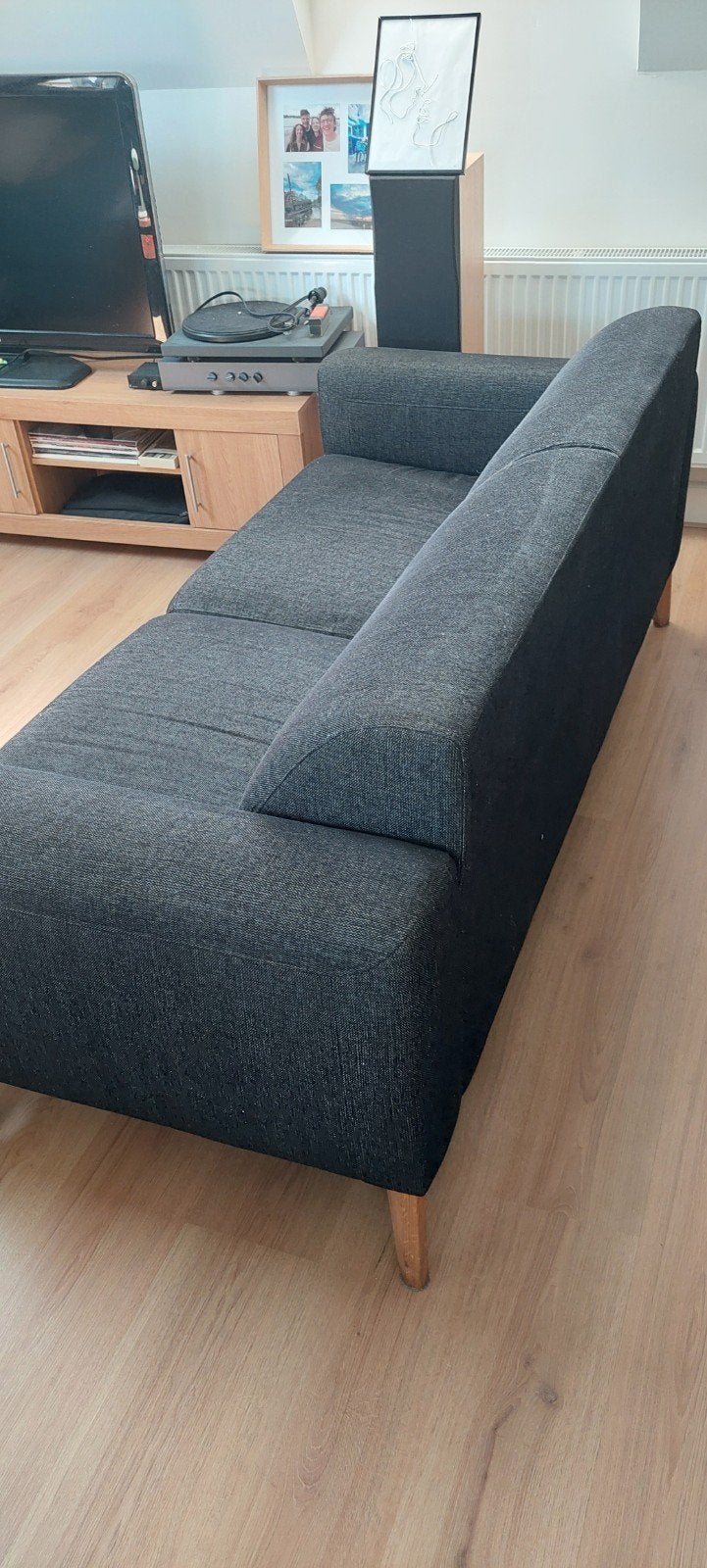 2/3 persoons bank Antraciet/Grijs, Huis en Inrichting, Banken | Bankstellen, Gebruikt, 150 tot 200 cm, Tweepersoons, 75 tot 100 cm