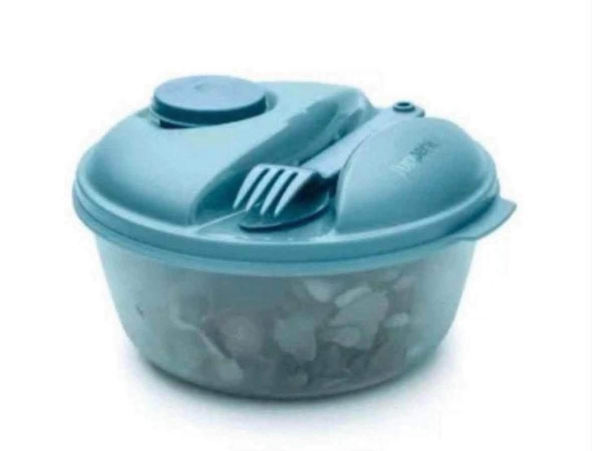 Tupperware fris op weg , lunchbox met Bestek - Blauw, Bewaardoos, Blauw, Nieuw, Ophalen of Verzenden