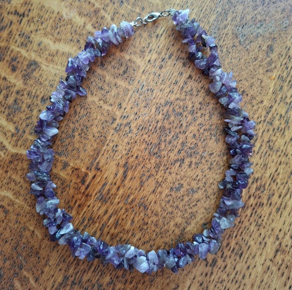 Amethist splitketting, Ophalen, Zo goed als nieuw, Paars, Steen of Mineraal