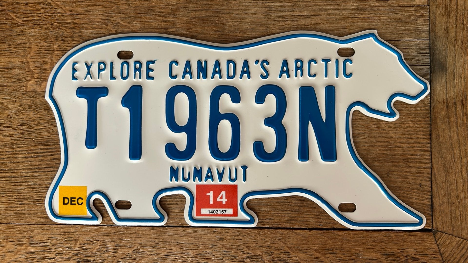 Canadees kentekenplaat Nunavut ijsbeer vorm, Ophalen of Verzenden, Zo goed als nieuw