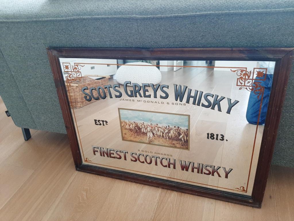 Vintage Scots Greys Whisky Spiegel, Ophalen, Rechthoekig