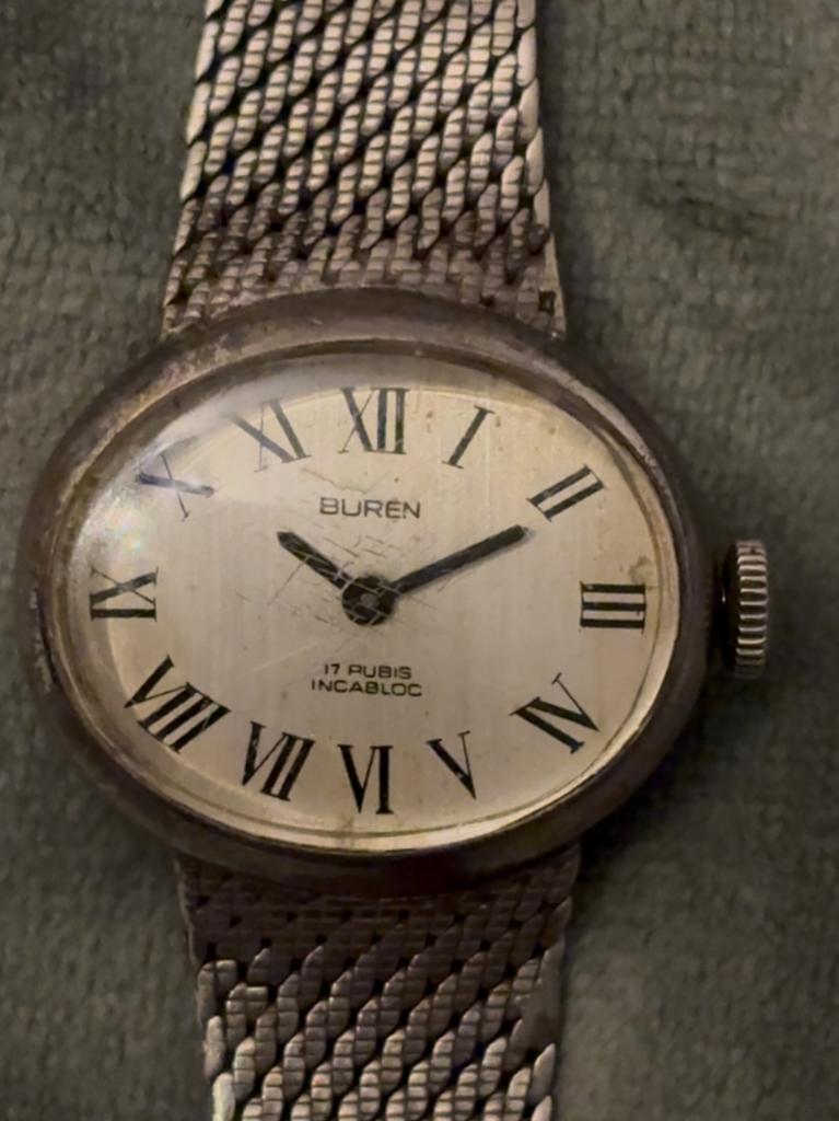 Buren ovaal zilveren dames horloge / mechanisch uurwerk, Ophalen of Verzenden, Zilver, Ring