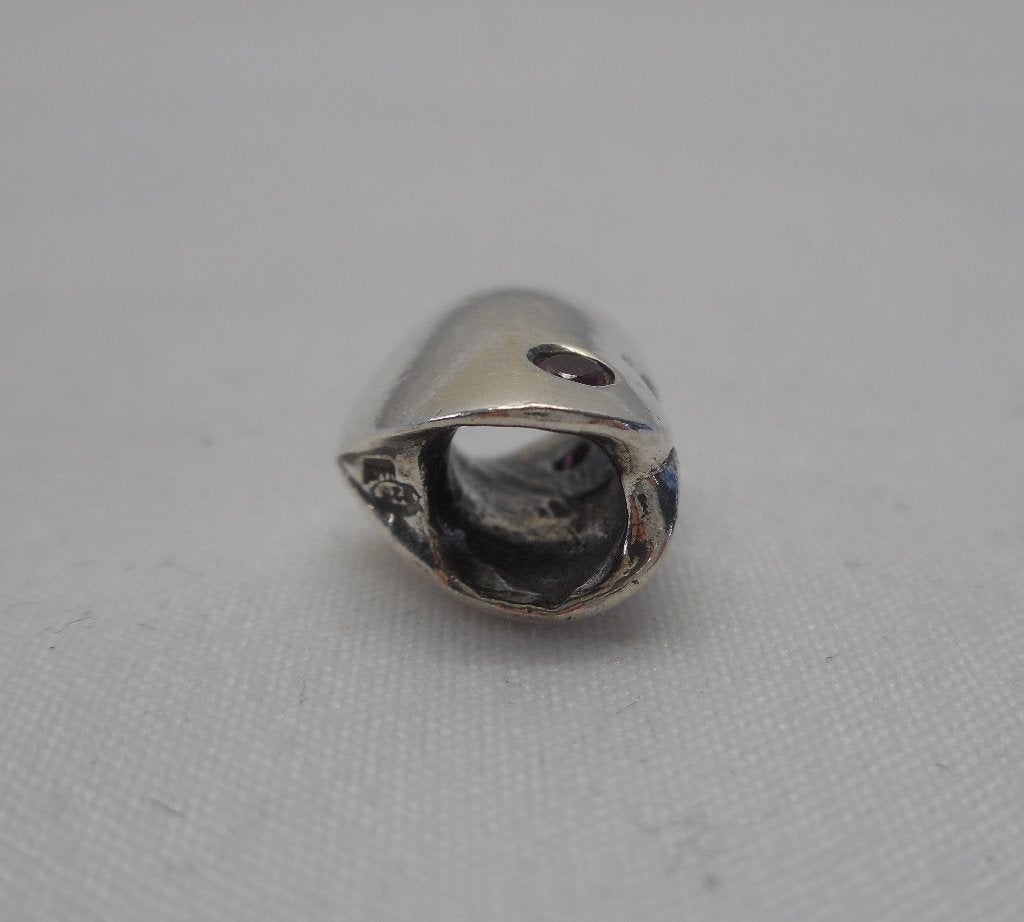 Zilveren Tedora spacer of hanger hart met steentje nr.1450, Verzenden, Zo goed als nieuw, Hart, Zilver