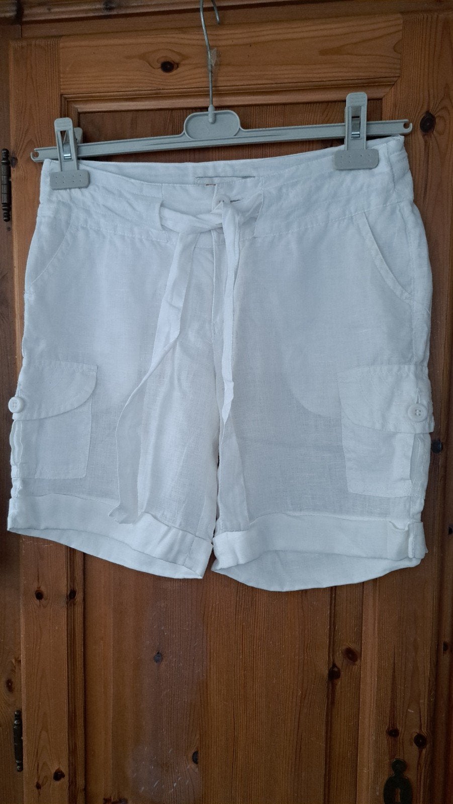 Witte linnen shorts van Geisha Collection, Kort, Wit, Zo goed als nieuw, Maat 36 (S)