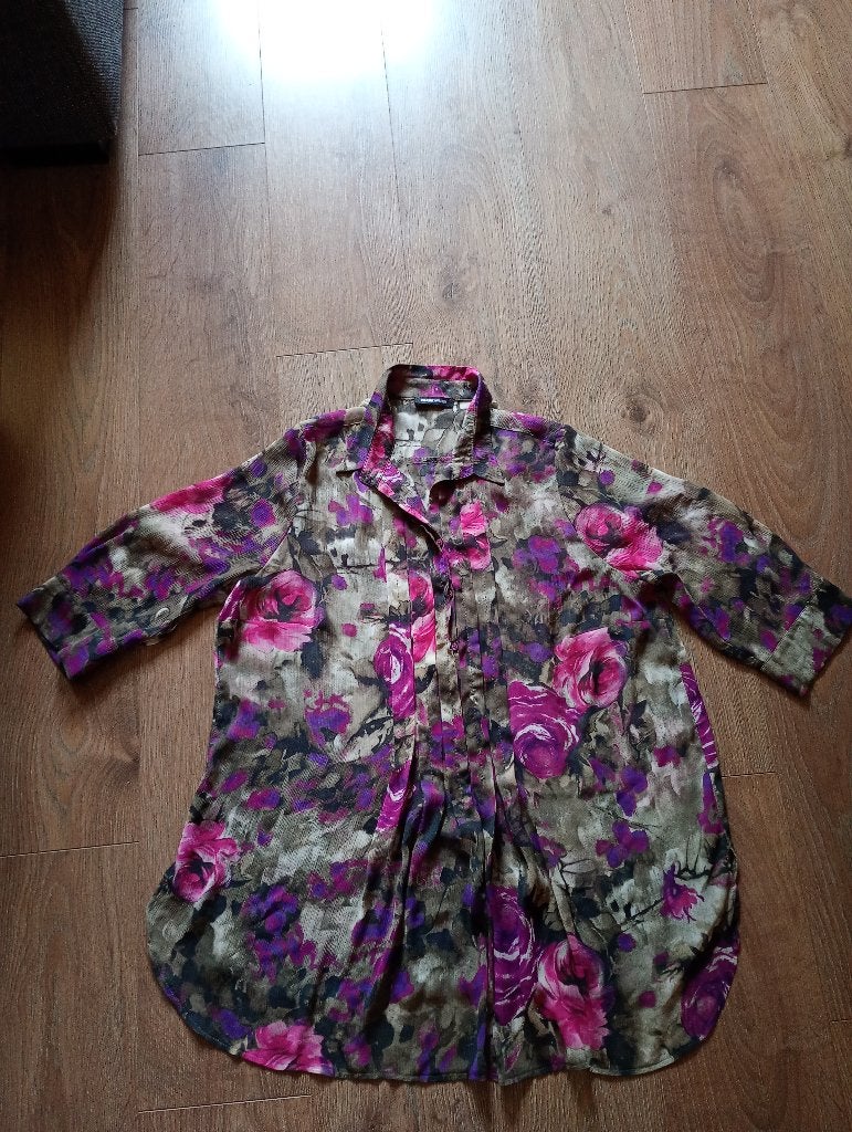 Mooie gekleurde blouse mt L Frank Walder, Meerkleurig, Maat 42/44 (L), Ophalen of Verzenden, Zo goed als nieuw