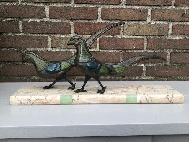 Mooi beeld van fazanten, Ophalen of Verzenden, Overige materialen, Beeld, Vogel