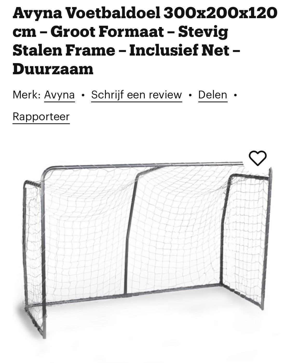 Avyna Voetbaldoel 300x200x120 cm (nieuwprijs €249), Maat XL, Ophalen, Nieuw, Overige typen