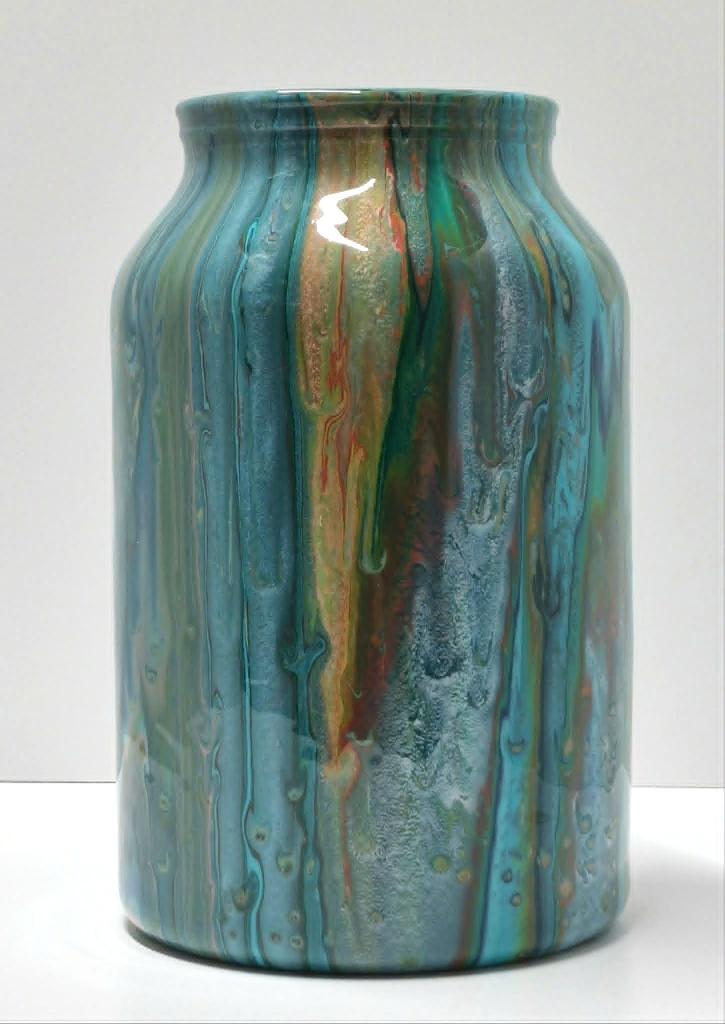 vaas gegoten uniek pouring art epoxy kunst handmade vazen, Overige kleuren, Ophalen of Verzenden, Minder dan 50 cm, Glas