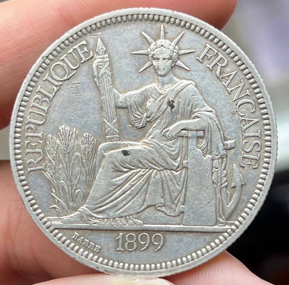 Piastre Frans Indo-Chine 1899 zilver XF, Ophalen of Verzenden, Overige landen, Losse munt, Zilver