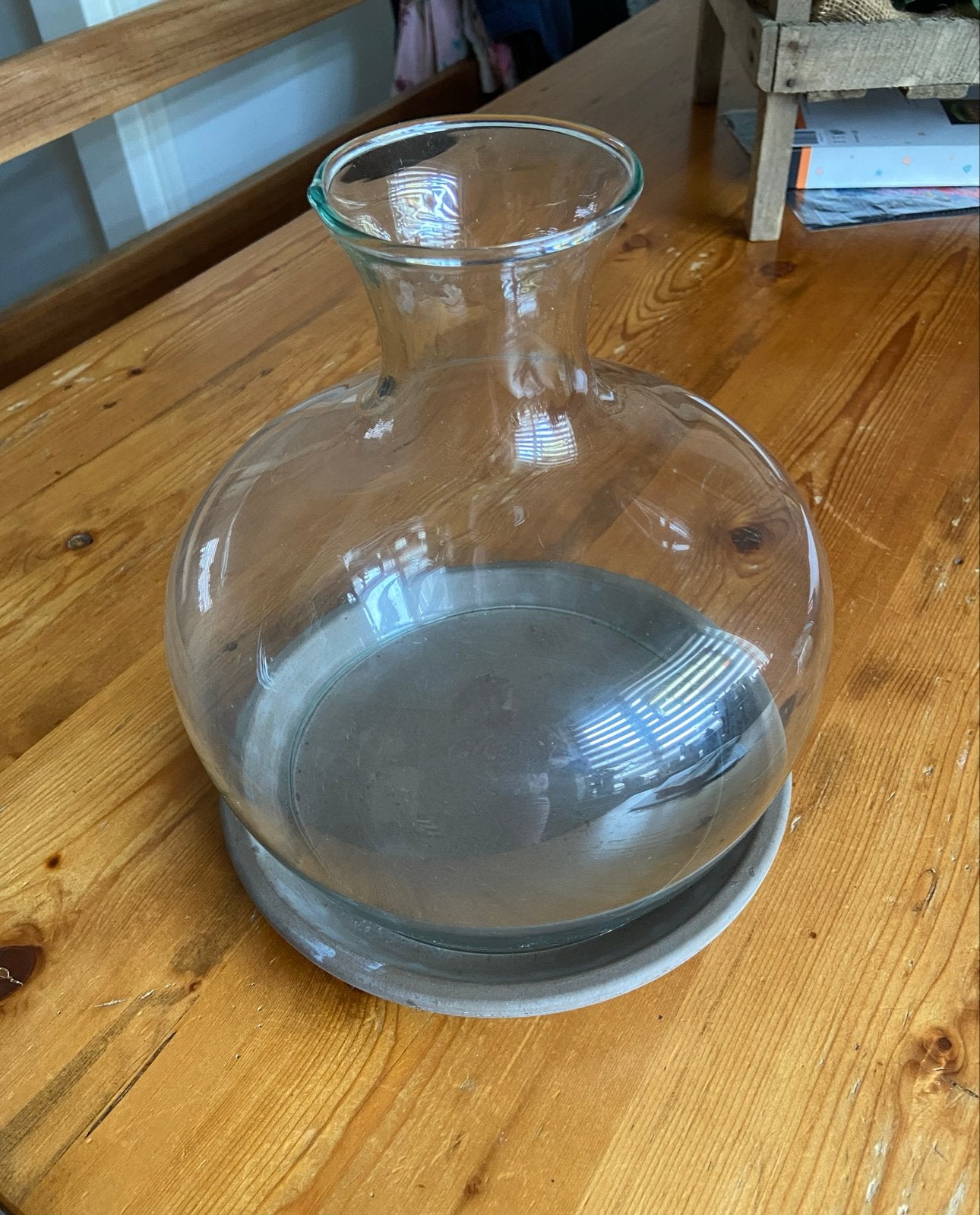 Glazen vaas met schaal - Perfect voor decoratie, Ophalen of Verzenden, Zo goed als nieuw