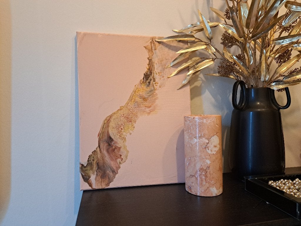 Zacht oudroze , marmerlook doek, Ophalen, Zo goed als nieuw, Hout, Handgemaakt