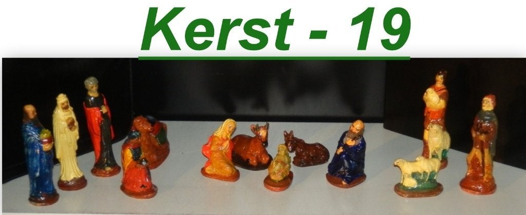 Kerst 19- / - Kleurige Kerstbeelden groep 14 delig, Ophalen of Verzenden, Zo goed als nieuw