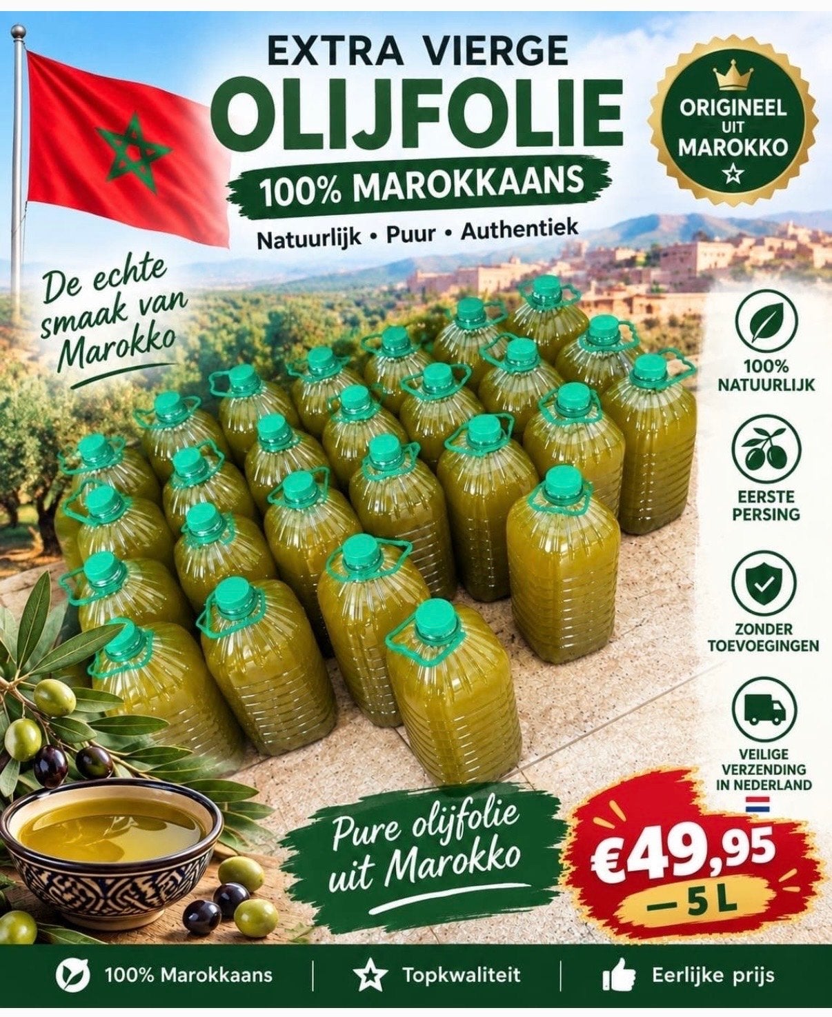 Marokkaanse olijfolie, Ophalen of Verzenden