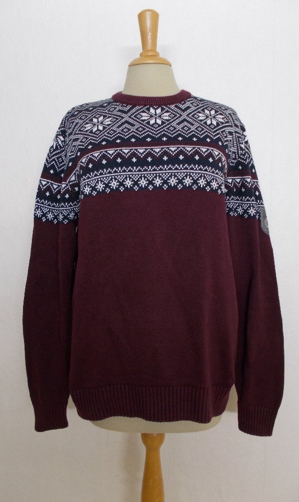 Wijnrode unisex Noorse print trui van Hinterstoisser! 48, Verzenden, Gedragen, Maat 46/48 (XL) of groter, Overige kleuren