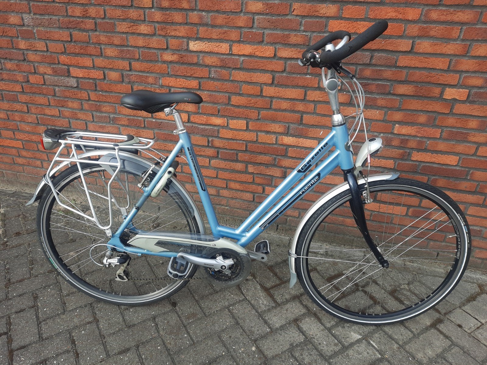 gazelle fuente damesfiets met 24 versnellingen, Ophalen, 28 inch, Velgrem, 56 cm of meer