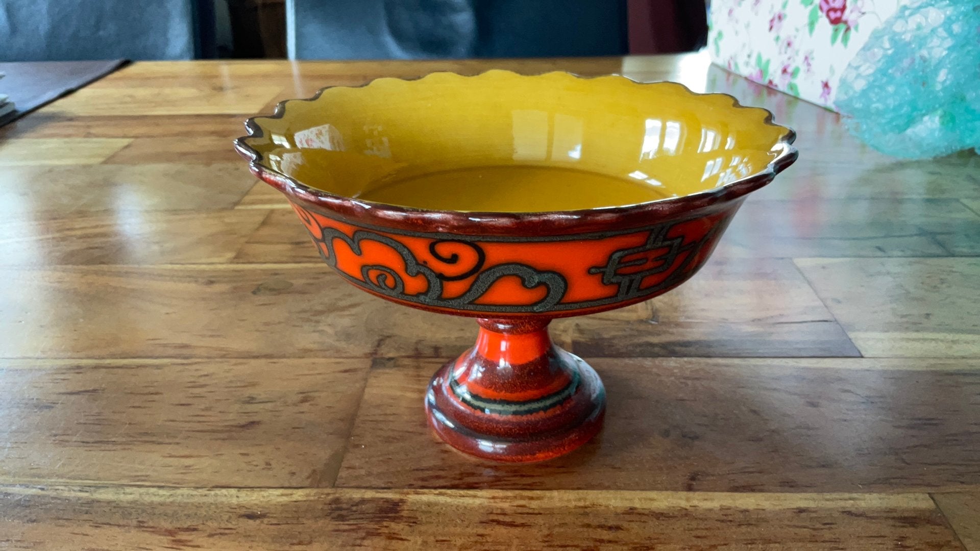 Vintage Hollandse Keramiek Fruitschaal - Oranje/Geel, Ophalen of Verzenden