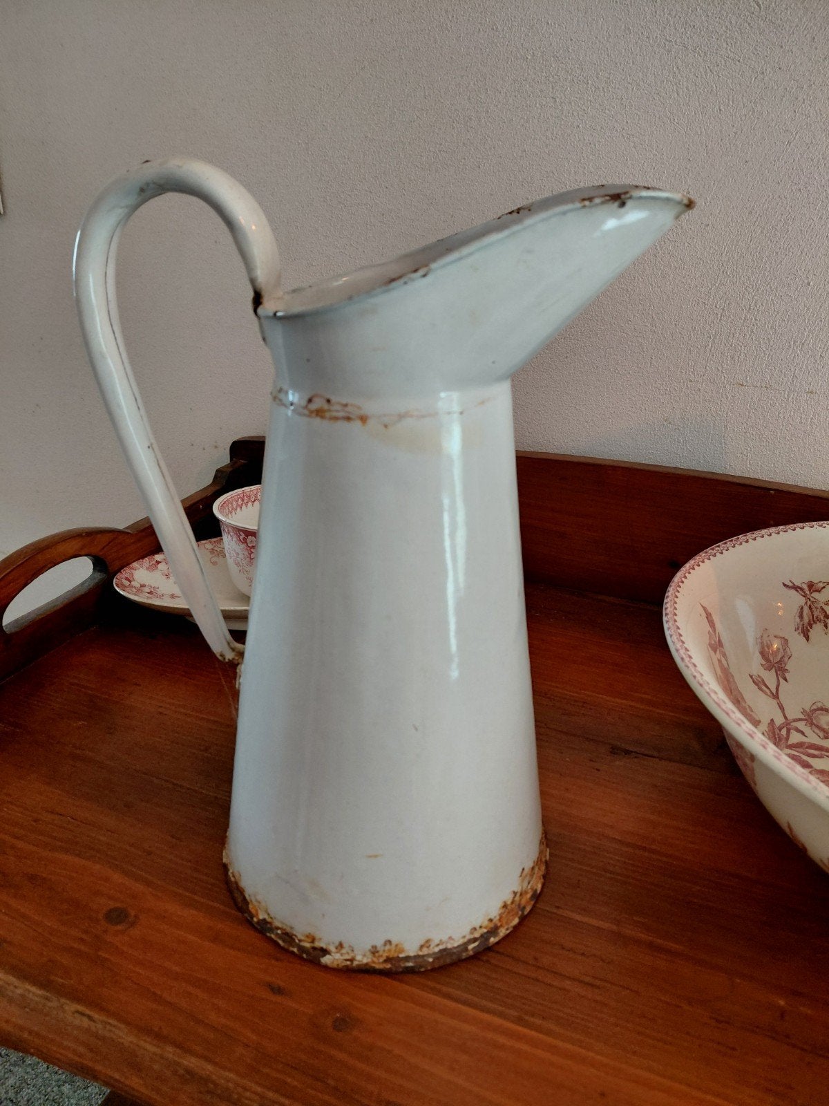 Oude franse emaille waterkan, Ophalen of Verzenden
