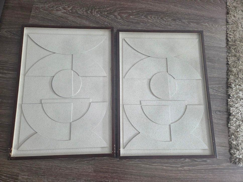 Set van 2 beige wanddecoraties, 70x50 cm, Ophalen of Verzenden