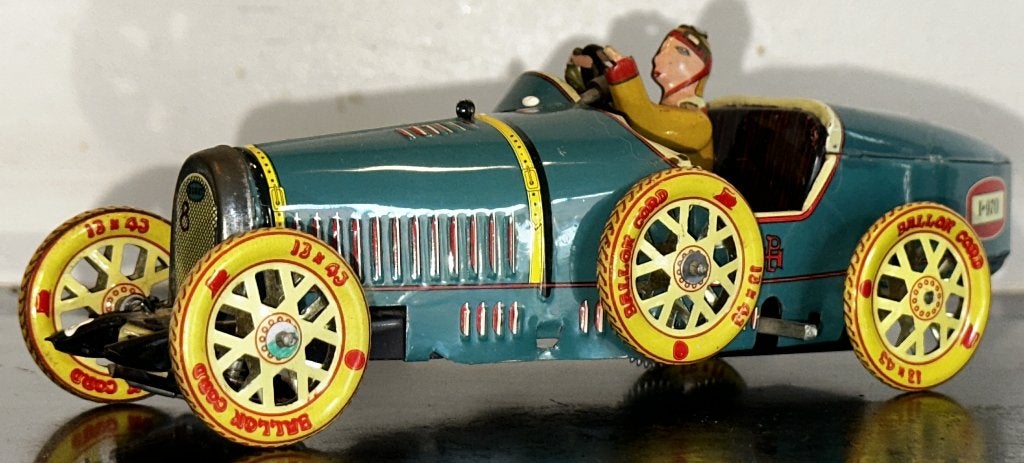 Prachtige Vintage Blikken Bugatti T-35 Raceauto, Ophalen
