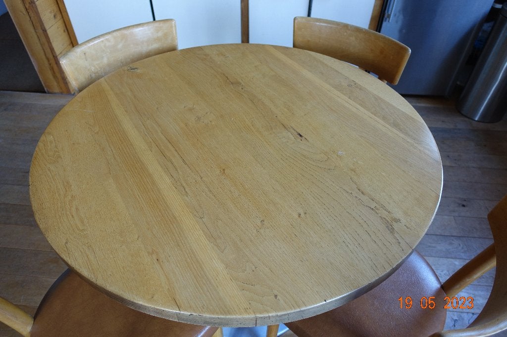 Rond houten tafelblad 99x4 cm.goed in de lak, geen onderstel, Ophalen, Gebruikt, 50 tot 100 cm, Rond