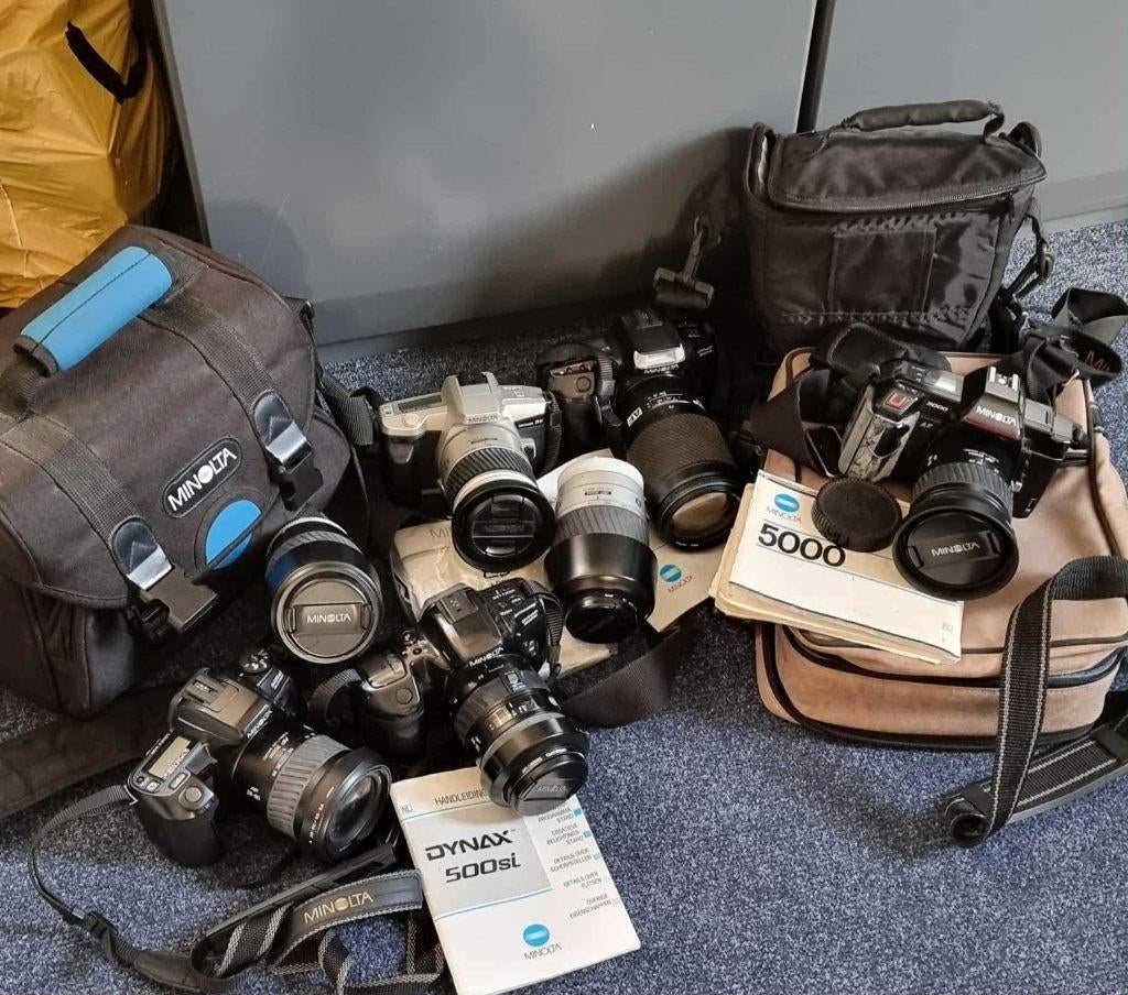 5 x Minolta Dynax analoge camera met lenzen, Audio, Tv en Foto, Fotocamera's Analoog, Ophalen of Verzenden, Zo goed als nieuw