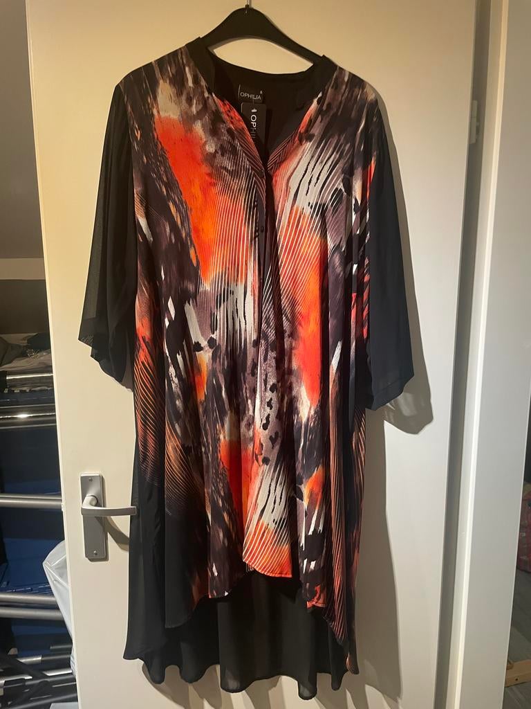Nieuwe lange gave voile blouse Noor orange animal dessin, Jurk, Nieuw, Oranje, Nvt