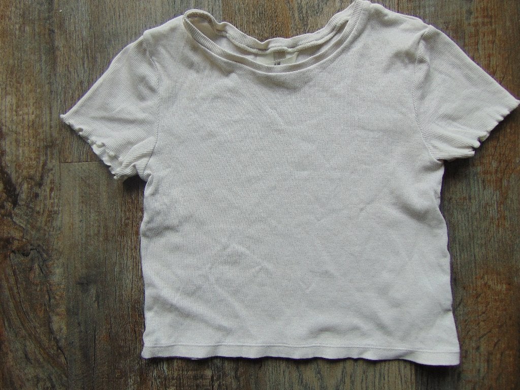 T-shirt cropped ecru maat 158 H&M shirt / topje, Kinderen en Baby's, Kinderkleding | Maat 158, Meisje, H&M, Ophalen of Verzenden