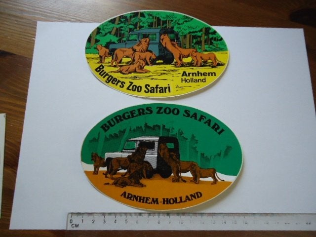 sticker oud BURGERS ZOO safari landrover land rover leeuw, Verzenden, Zo goed als nieuw, Bedrijf of Vereniging