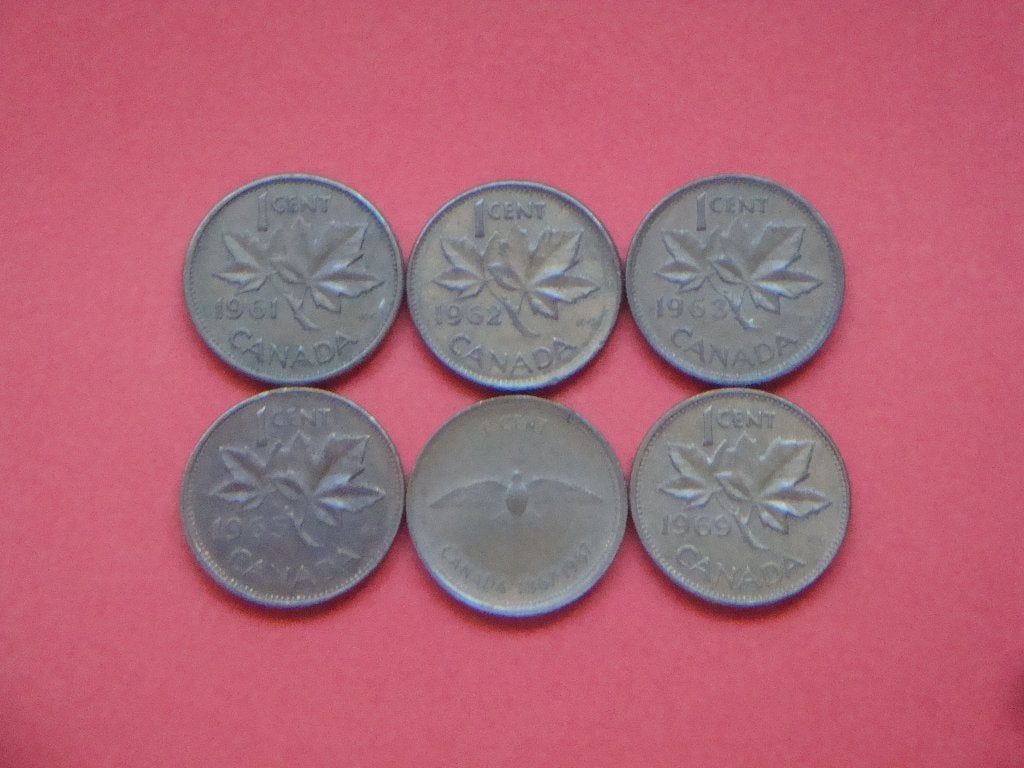 Lot Canada setje munten 1 Cent 1961 t/m 1969., Postzegels en Munten, Munten | Amerika, Verzenden, Noord-Amerika, Setje