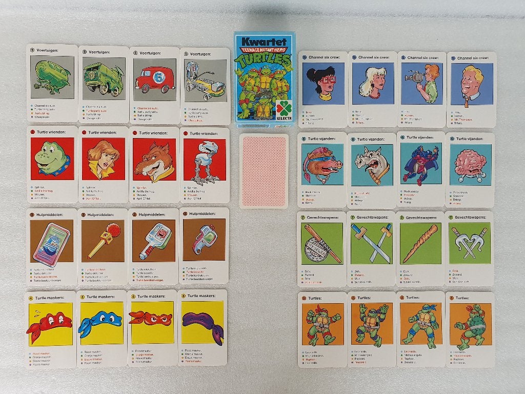 Kwartetspel Teenage Mutant Hero Turtles (Selecta, 1990), Ophalen of Verzenden, Gebruikt, Kwartet(ten)