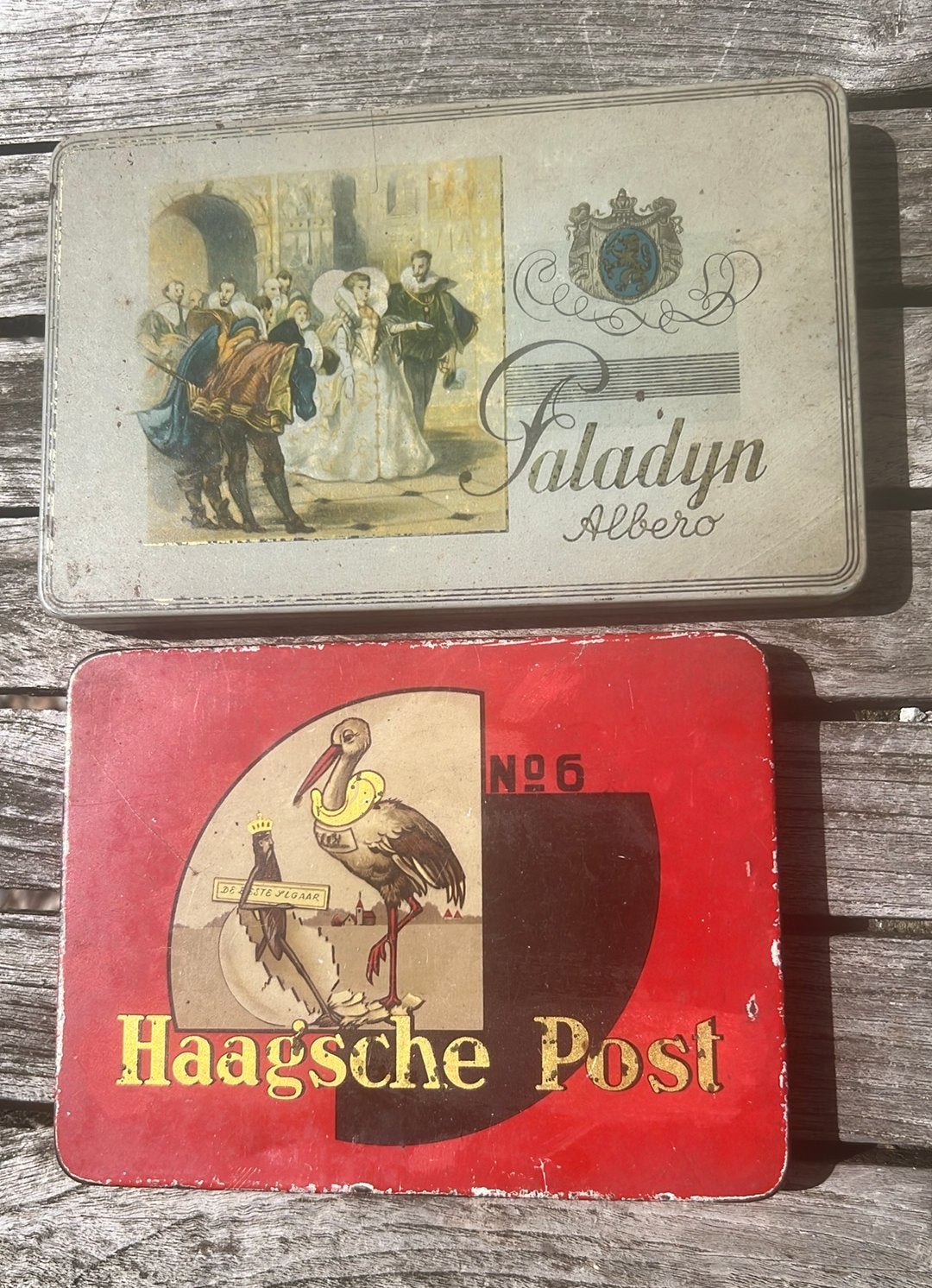 Sigarenblikjes Haagsche Post en Paladijn, Verzamelen, Ophalen of Verzenden, Gebruikt, Overige