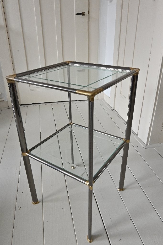 moderne jaren 80 bijzettafel, Italiaans design, Ophalen, Minder dan 55 cm, Gebruikt, Vierkant