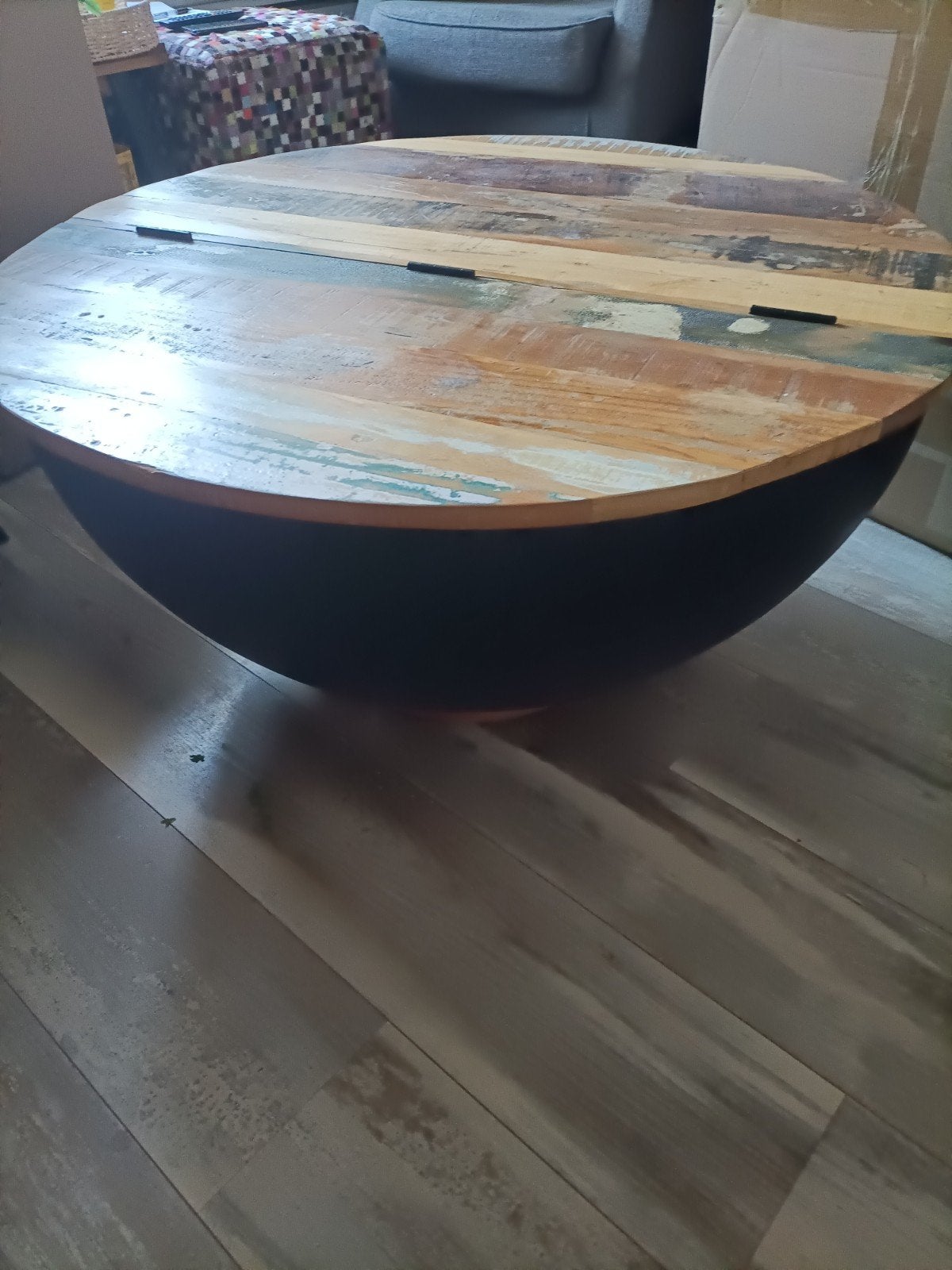 te koop salon tafel hout metaal, Huis en Inrichting, Ophalen, 50 tot 100 cm, Rond, 50 tot 100 cm