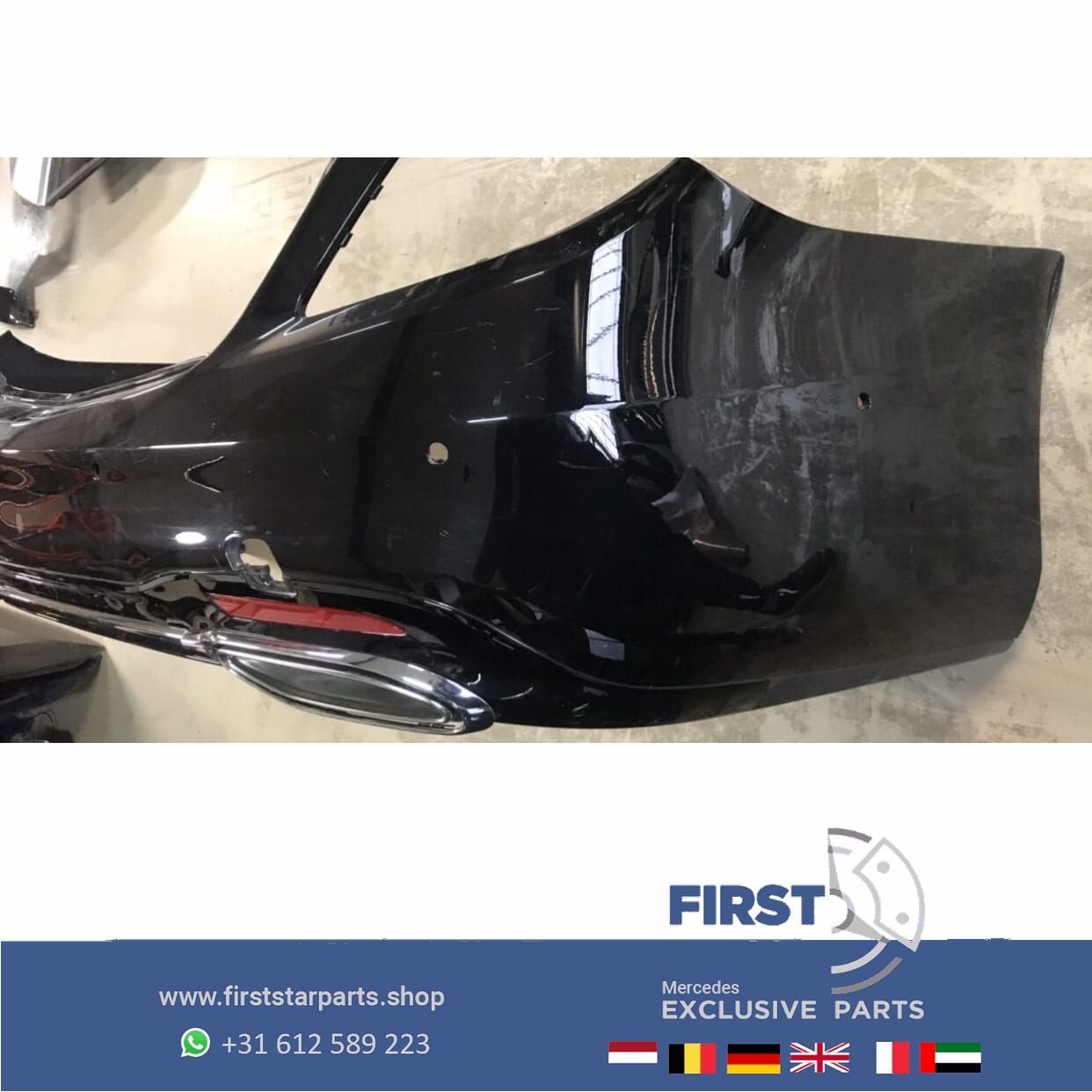 W222 FACELIFT AMG ACHTERBUMPER S Klasse 2017 ZWART origineel, Gebruikt, -, Voor, Ophalen of Verzenden