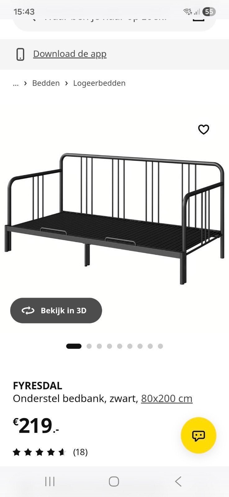 ikea fyresdal uitschuifbed 80 / 160x 200 cm, Huis en Inrichting, Ophalen of Verzenden