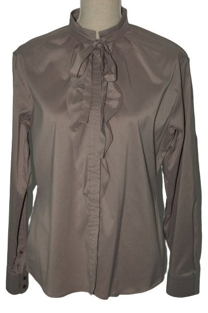 Nieuwe René Lezard blouse, satijn, taupe, Mt. 42 / L, Overige kleuren, Maat 42/44 (L), Nieuw, Ophalen of Verzenden