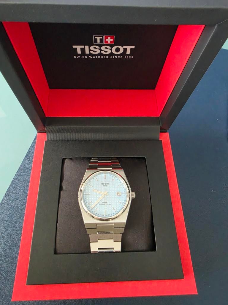 Tissot PRX Powermatic 80 Lichtblauw 40mm, Sieraden, Tassen en Uiterlijk, Staal, Staal, Polshorloge, Zo goed als nieuw