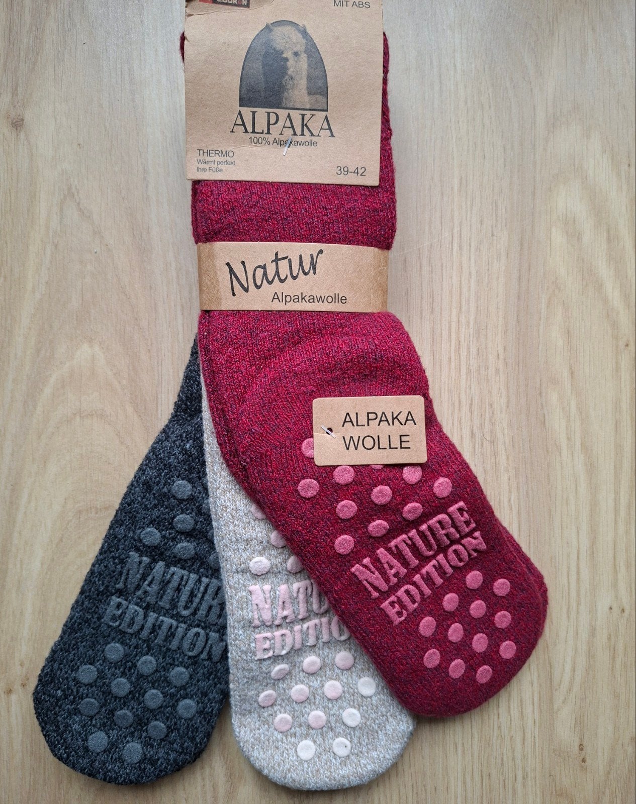 3 Paar Thermo Alpaka Wollen Sokken Maat 39-42 (Anti-Slip), Sokken en Kniesokken, Overige kleuren, Alpaka, Nieuw