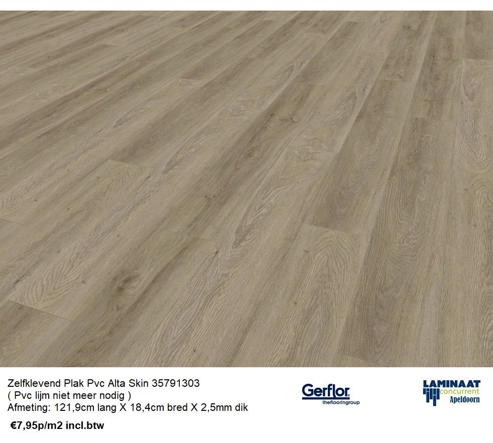 Zelfklevend Plak Pvc Alta Skin 2,5mm dik €7,95m2 incl.btw, Zelfklevend plak Pvc, Bruin, 75 m² of meer, Nieuw