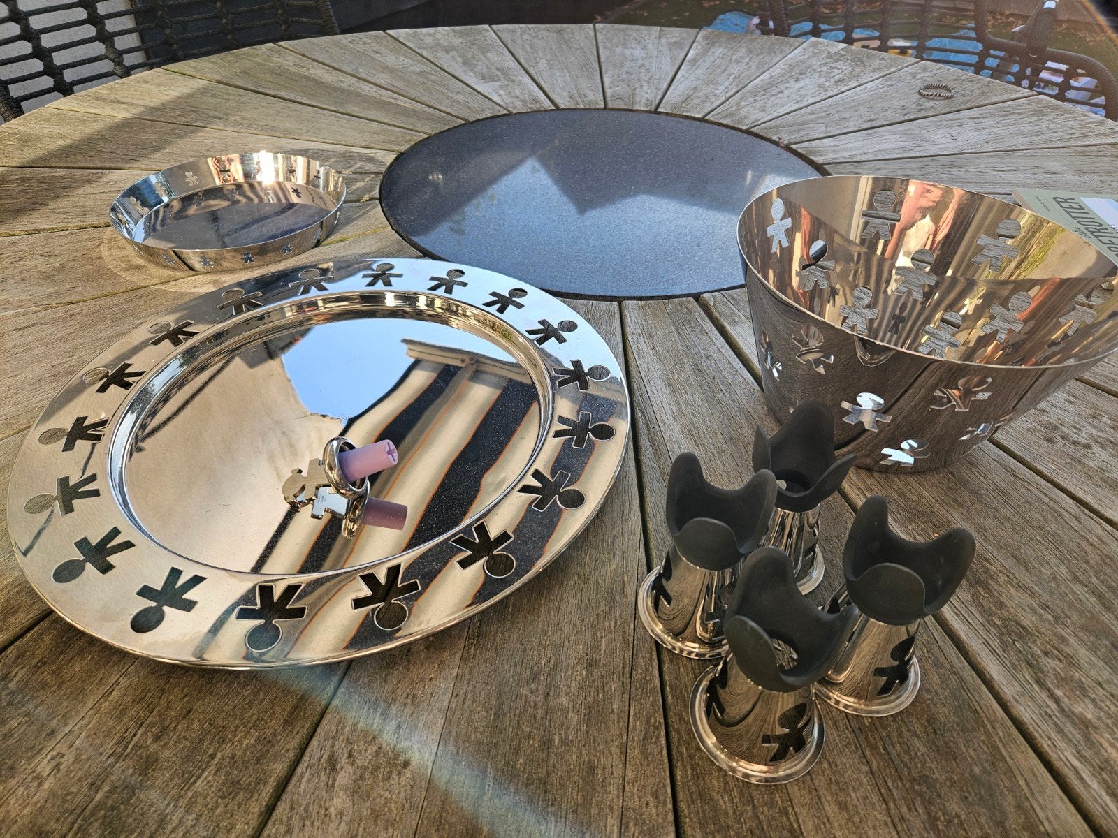 Alessi Girotondo accessoires Set - Design Klassieker, Overige typen, Zilver, Ophalen of Verzenden, Zo goed als nieuw