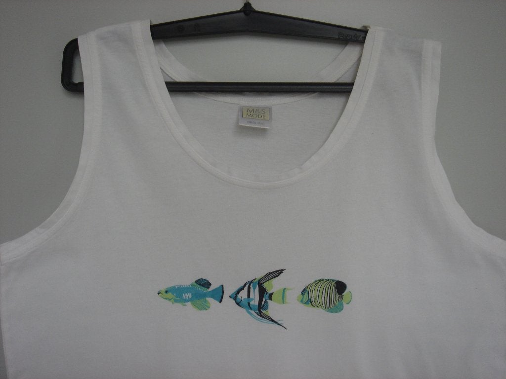 Top met vissen maat XL  , Wit, Maat 46/48 (XL) of groter, Ophalen of Verzenden, Zonder mouw