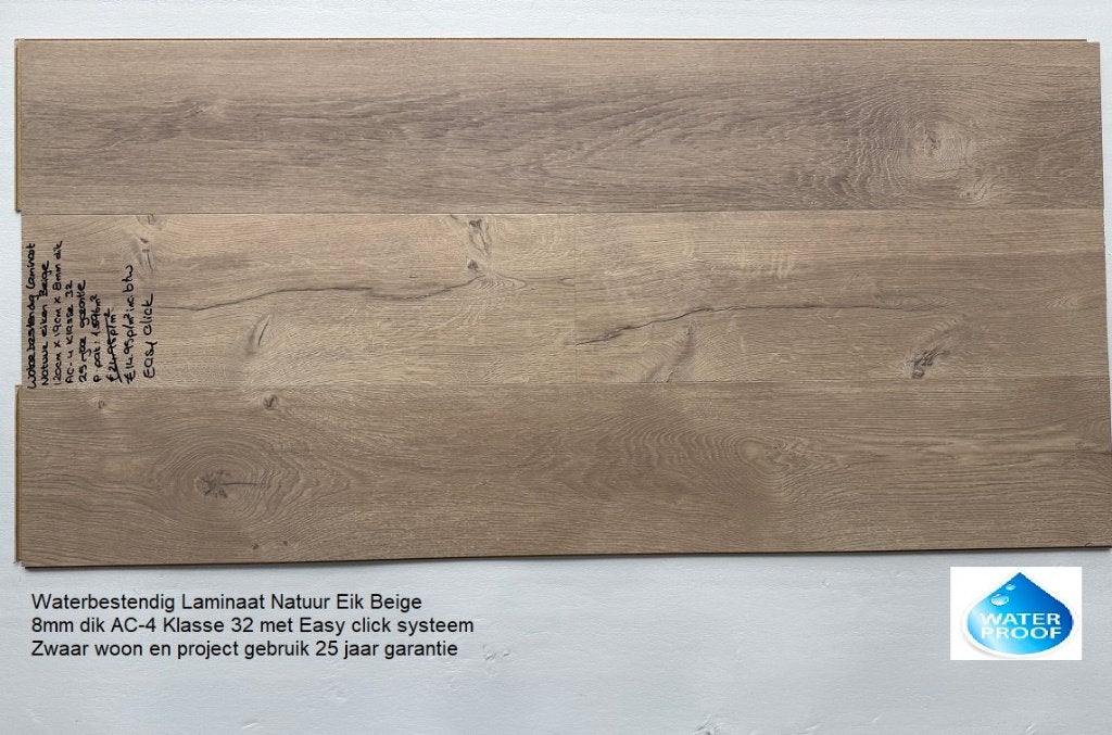 Waterbestendig Laminaat Natuur Eik Beige €14,95m2 inc.btw